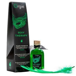 Набор для массажа Orgie &ndash; Sexy Therapy Apple (100 мл), съедобное разогревающее масло + перышко SX1508 фото
