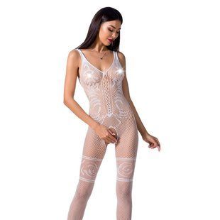 Бодистокинг Passion BS069 white, комбинезон, имитация чулок и боди PBS069W фото