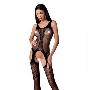 Бодистокинг с имитацией чулок и ажурной вставкой Passion BS072 black SO4141 фото