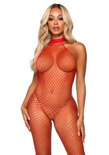 Еротичний сітчастий бодістокінг Leg Avenue Racer neck bodystocking Red SO9158 фото