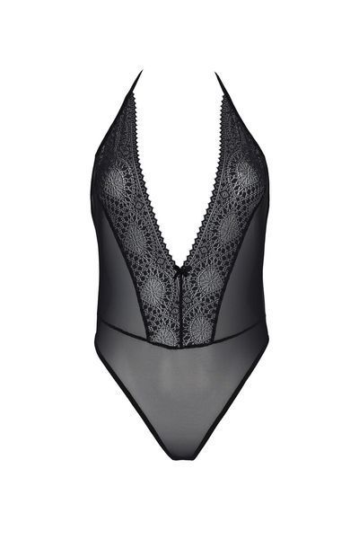 Боди Passion DROSERA BODY black, XXL/XXXL, высокие вырезы, верх на завязках SX0472 фото