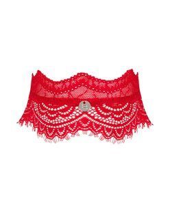 Широкий мереживний чокер Obsessive Bergamore choker, red SO7686 фото