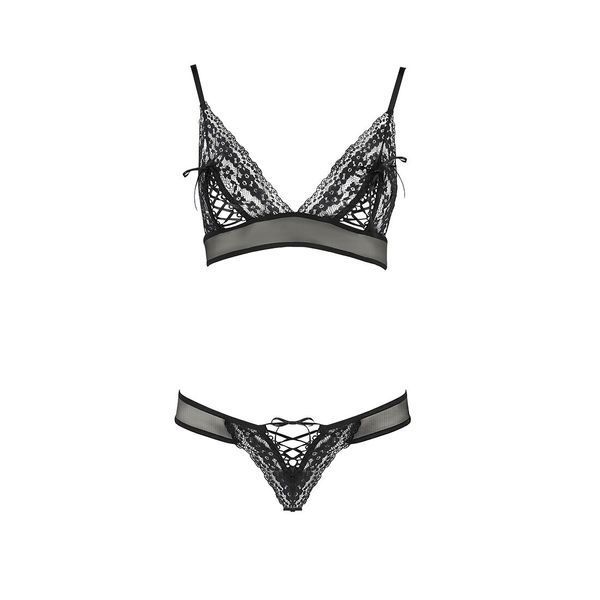 Комплект белья Passion ERZA SET XXL/XXXL, black, лиф и трусики PS26012 фото