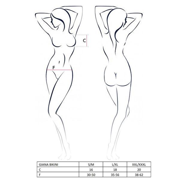 Комплект белья Passion GIANA BIKINI L/XL, white, полупрозрачные лиф и трусики с бантиками EL15104 фото