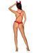 Эротический костюм чертика из стреп Obsessive Evilia teddy red S/M, боди, чокер, накладки на соски, обруч с рожками SO7706 фото 4
