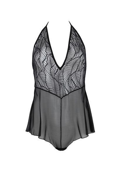 Боди Passion LEAFA BODY black, L/XL, на завязках, мягкая чашка, низ в виде шортиков SX0500 фото