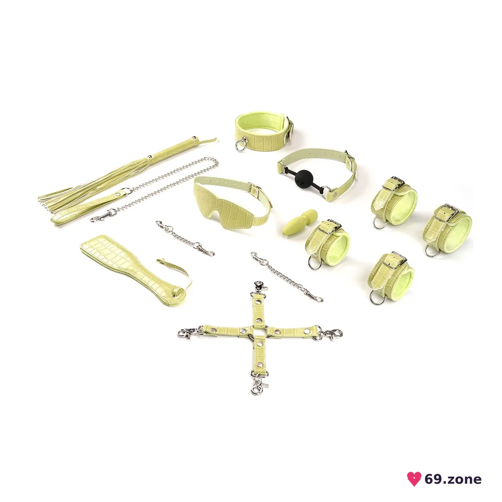 БДСМ-набір для початківців Liebe Seele Macaron 9pcs Bondage Kit-Melon, 9 предметів, мініванд