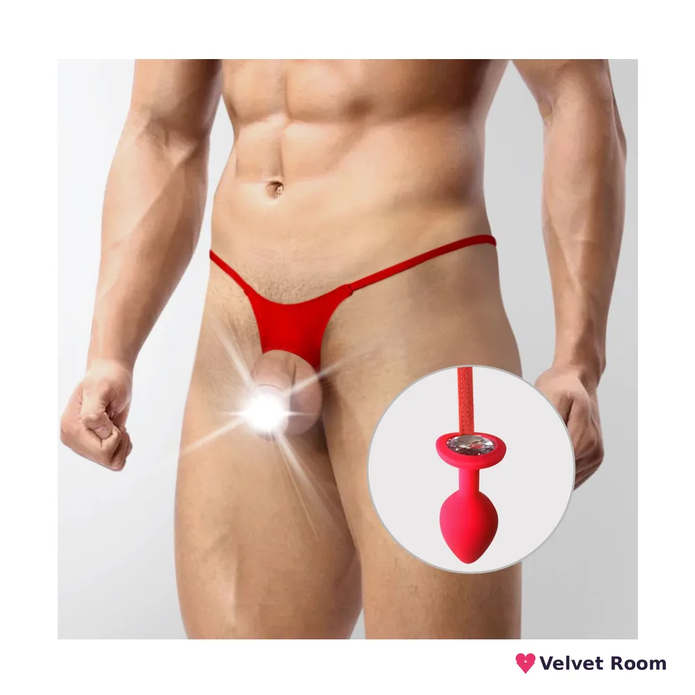 Чоловічі труси XS-2XL із силіконовою анальною пробкою Art of Sex - Joni plug panties size M Red