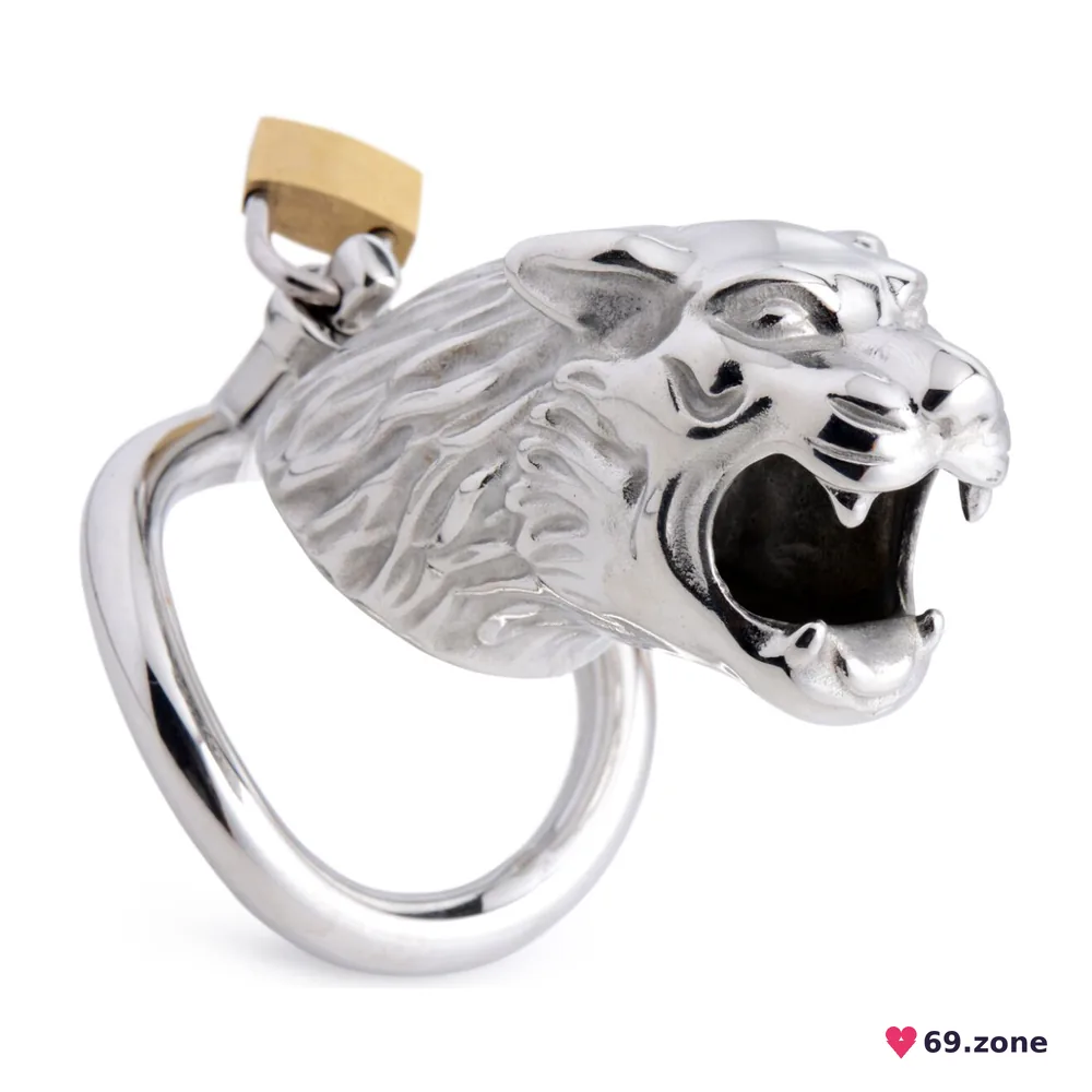 Клітка для пеніса Master Series: Tiger King Cock Cage With Lock, три кільця, замок, три ключі