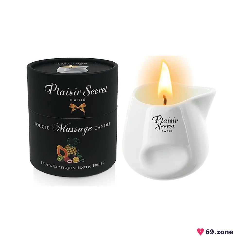 Масажна свічка Plaisirs Secrets Pineapple Mango (80 мл) подарункова упаковка, керамічний посуд