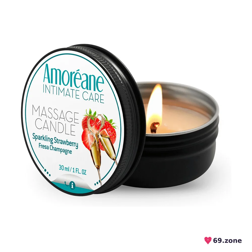 Масажна свічка "Полуниця в шампанському" Amoreane Sparkling Strawberry (30 мл)