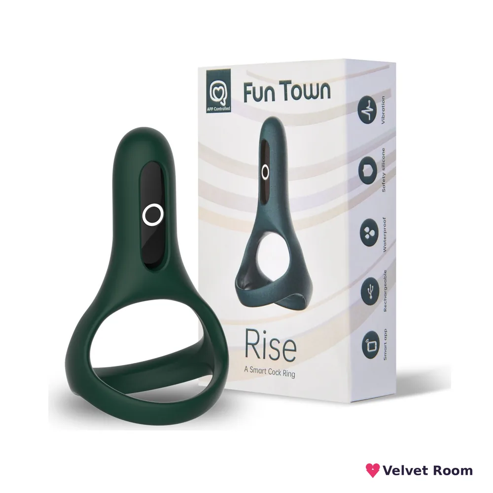 Подвійне ерекційне кільце Fun Town Rise Turquoise, керування зі смартфона