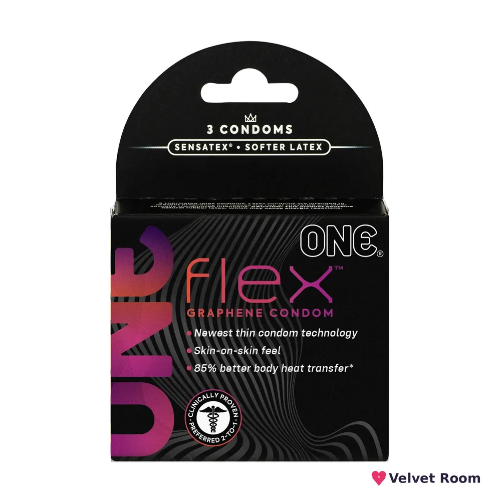 Презервативи ONE Flex Graphene, 3 шт, супертонкі, дуже міцні, картонне паковання