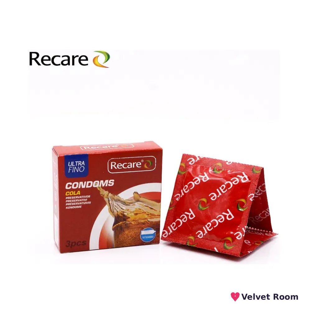 Презервативи Recare Cola Dotted&Ribbed Condoms 3 шт, з пухирцями та ребрами, аромат: Кола