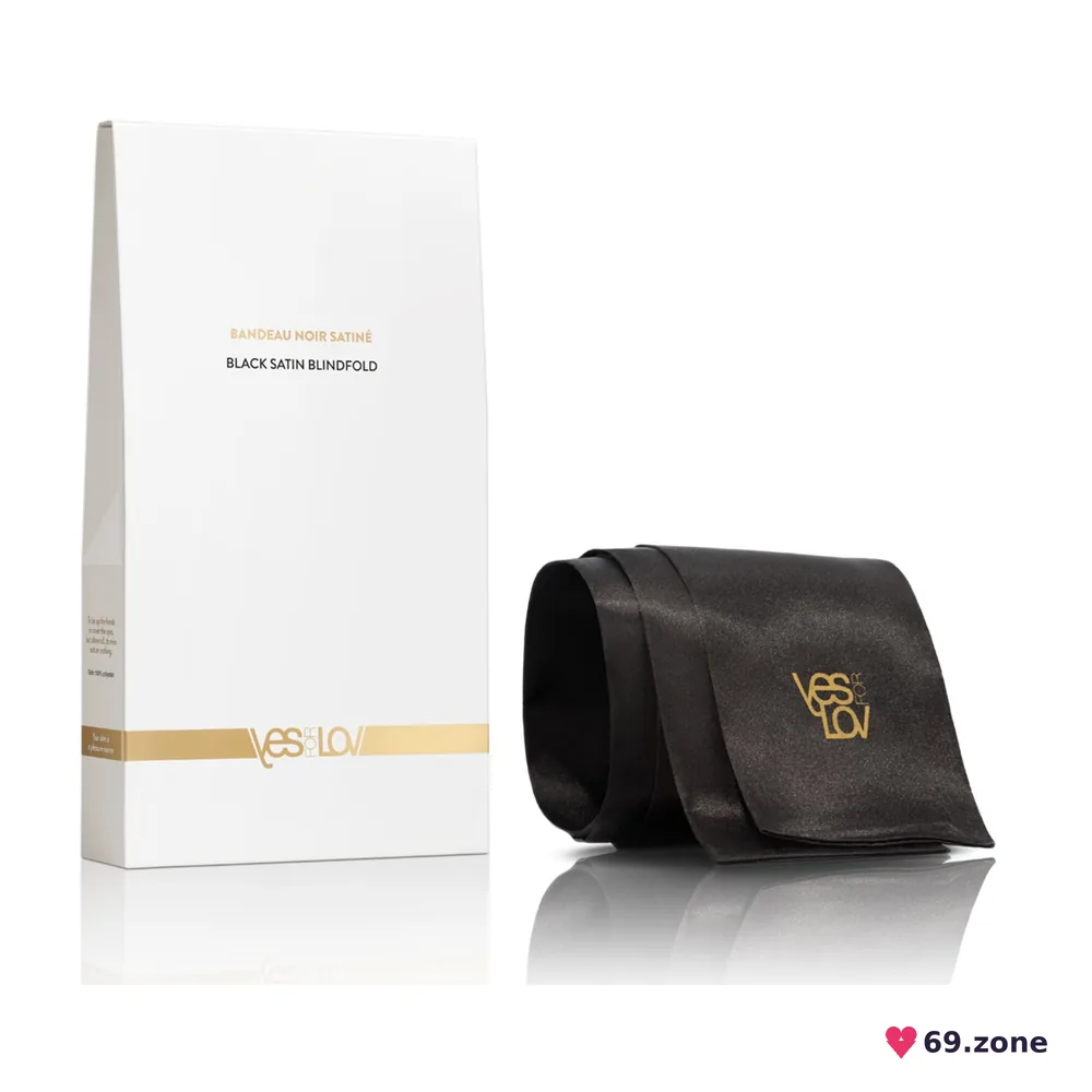 Сатинова пов'язка на очі YESforLOV BLACK SATIN BLINDFOLD (м'яте паковання!!!)