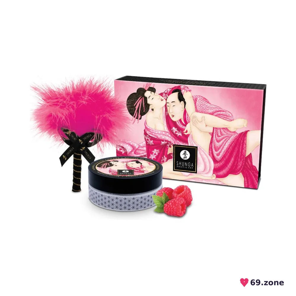 Смачна пудра для оральних пестощів Shunga Body Powder Raspberry feeling, 75 г, аромат малини