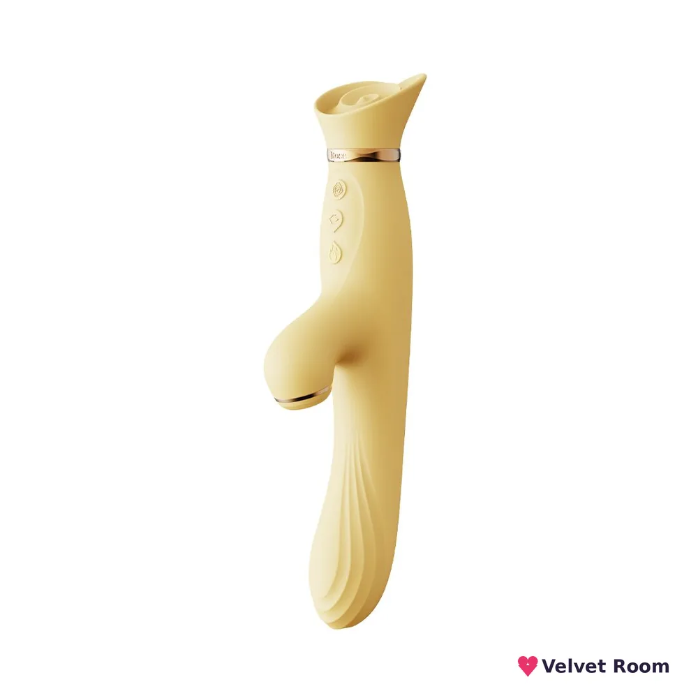 Вібратор з підігрівом та вакуумною стимуляцією клітора Zalo - ROSE Vibrator Lemon Yellow