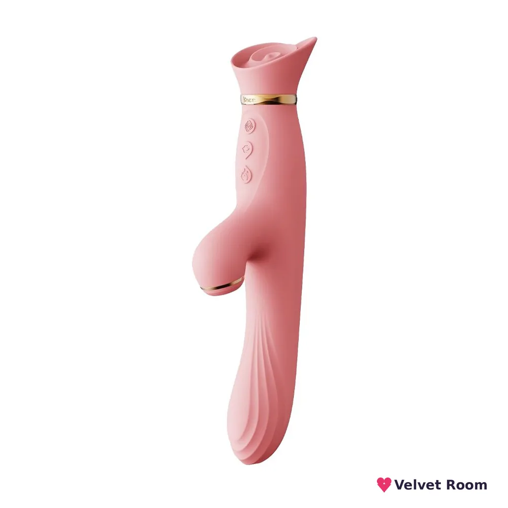 Вібратор з підігрівом та вакуумною стимуляцією клітора Zalo - ROSE Vibrator Strawberry Pink